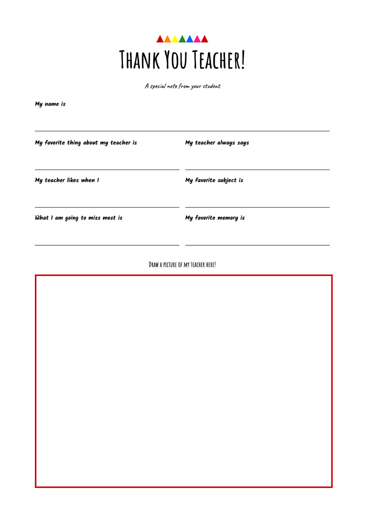 Colorful teacher appreciation thank you note with fill in blanks and apple graphic_variant_1